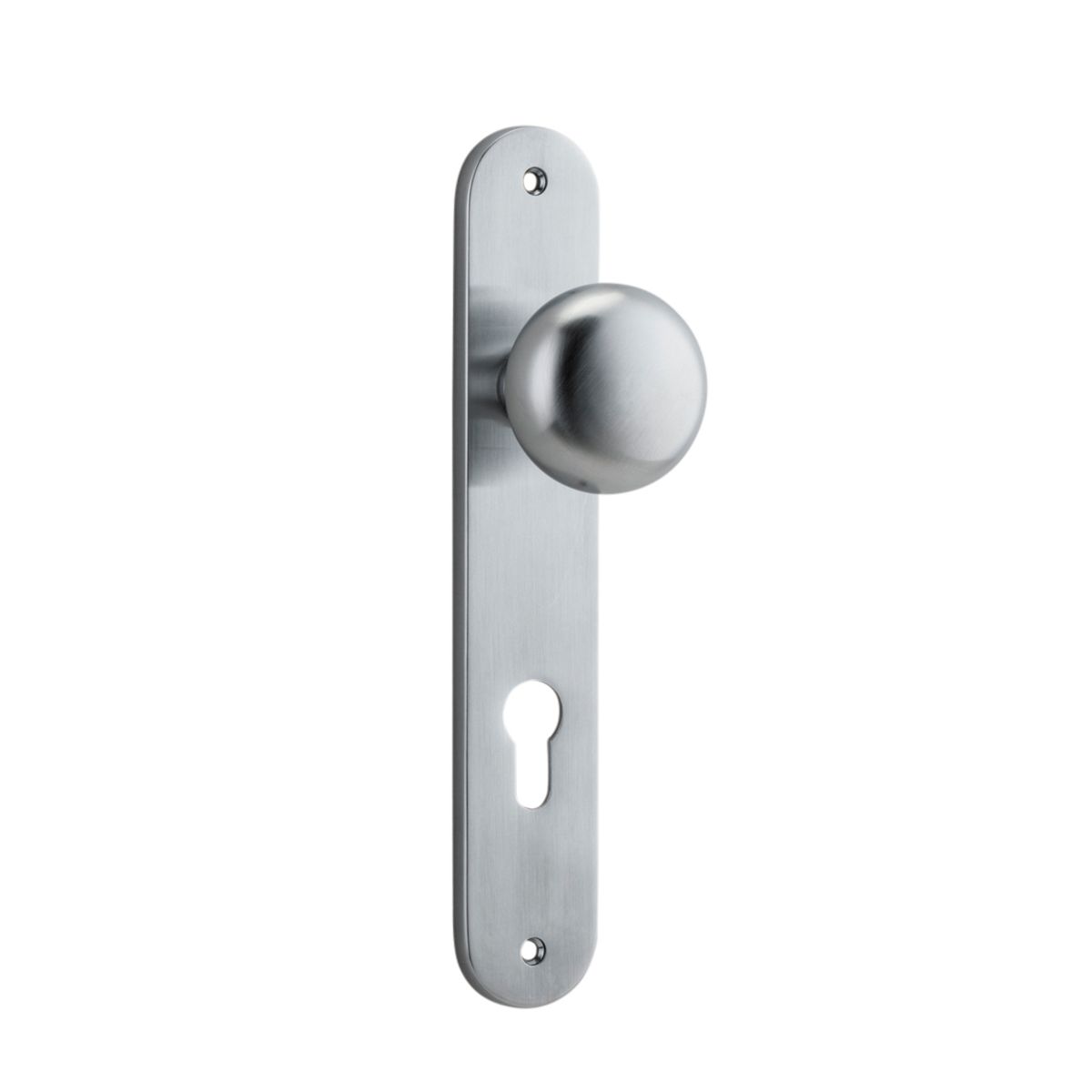 12334E85 - Cambridge Knob - Oval Backplate - Brushed Chrome - Entrance