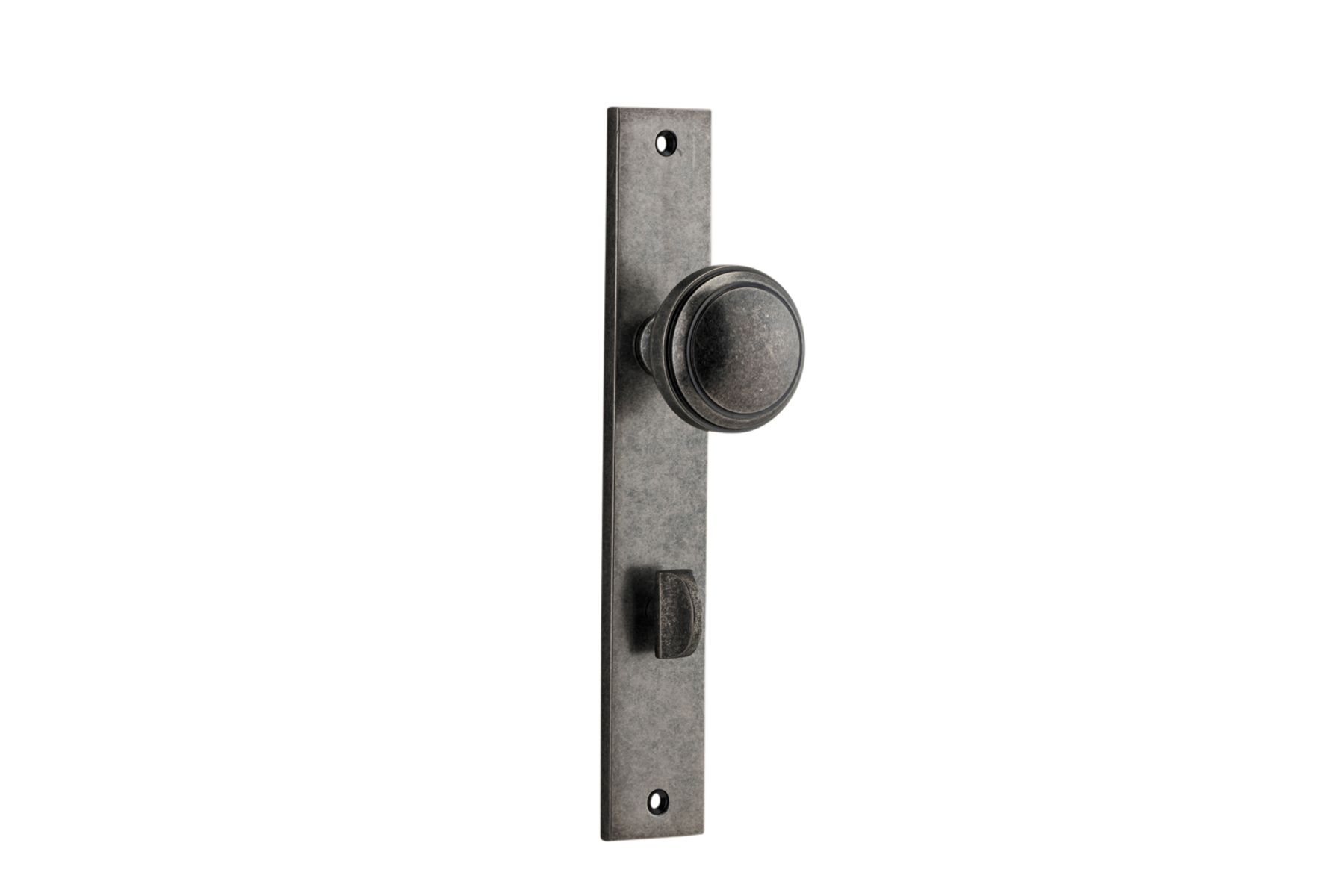 13820P85 - Paddington Knob - Rectangular Backplate - Distressed Nickel - Privacy