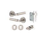 0349KENTR60KK - Berlin Lever - Round Rose Entrance Kit with High Security Lock - Satin Nickel - Entrance