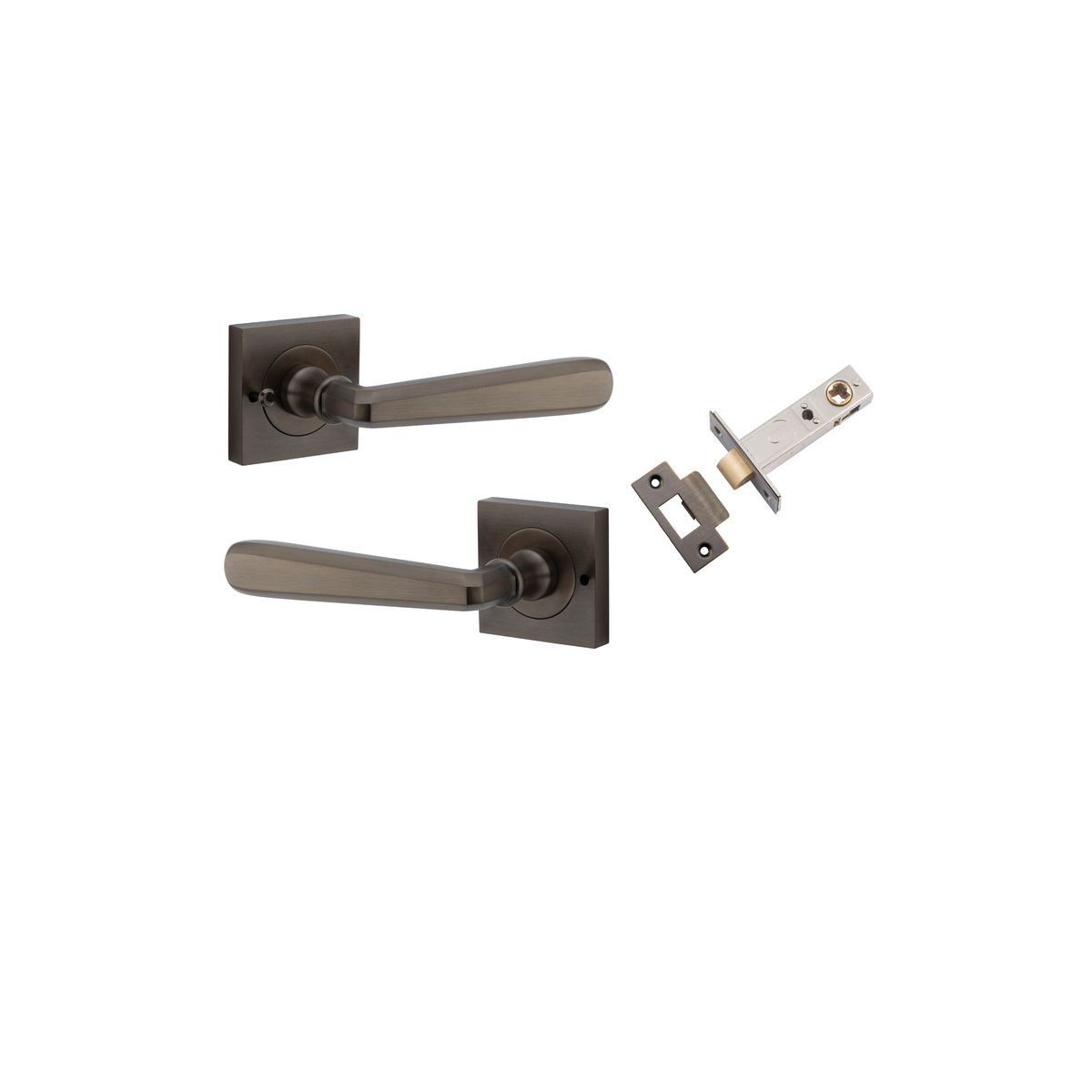 21191KIBPRIV60 - Copenhagen Lever - Square Rose (Inbuilt Privacy) - Signature Brass - Privacy