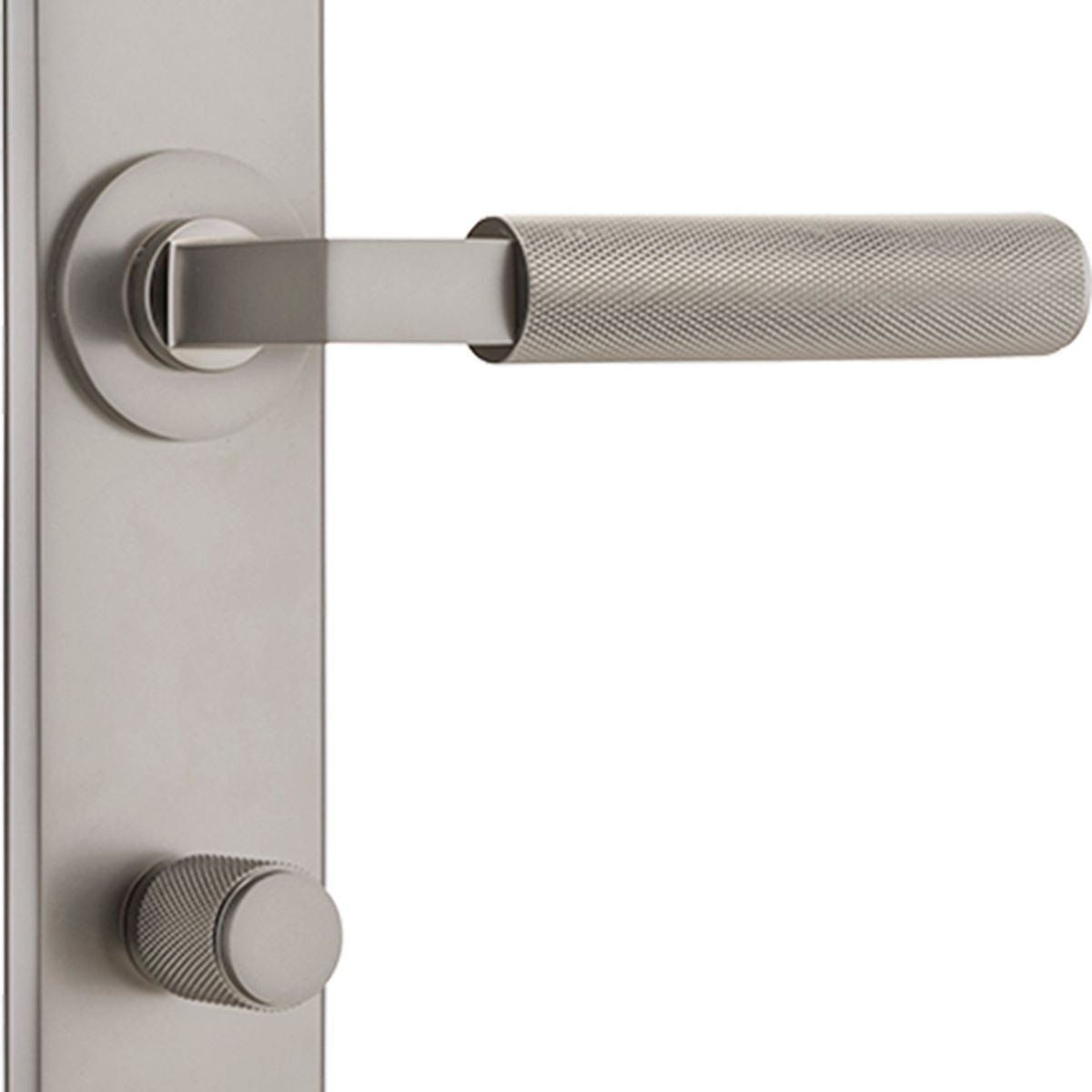14796P85 - Brunswick Lever - Chamfered Backplate - Satin Nickel - Privacy