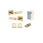 0410KENTR60KK - Berlin Lever - Square Rose Entrance Kit with High Security Lock - Polished Brass - Entrance