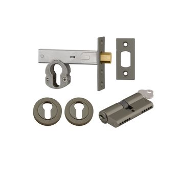 Euro Mortice Deadbolt Kit - 70mm Backset with Round Euro Escutcheon Key/Key