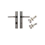 13708KPRIV60 - Annecy Lever - Rectangular Backplate Privacy Kit with Privacy Turn - Distressed Nickel - Privacy
