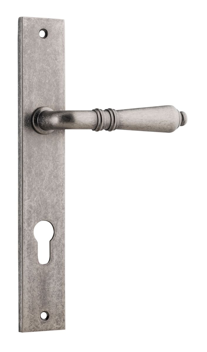 13700E85 - Sarlat Lever - Rectangular Backplate - Distressed Nickel - Entrance