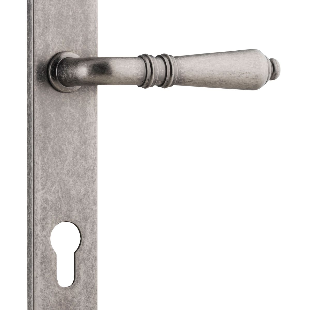 13700E85 - Sarlat Lever - Rectangular Backplate - Distressed Nickel - Entrance