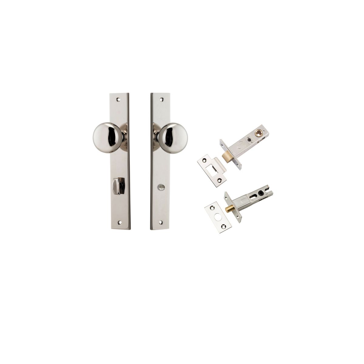 14322KPRIV60 - Cambridge Knob - Rectangular Backplate Privacy Kit with Privacy Turn - Polished Nickel - Privacy
