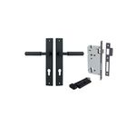 12750KENTR60KT - Berlin Lever - Rectangular Backplate Entrance Kit with High Security Lock - Matt Black - Entrance