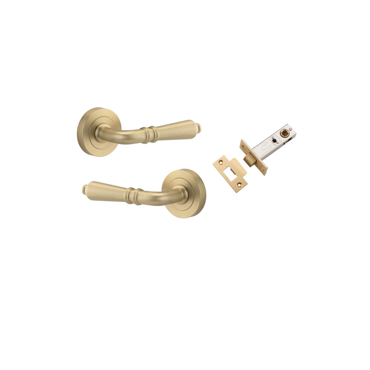 9199KPASS60 - Sarlat Lever - Round Rose Passage Kit - Brushed Brass - Passage