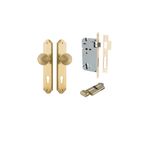 15330KENTR60KT - Guildford Knob - Shouldered Backplate Entrance Kit with High Security Lock - Brushed Brass - Entrance