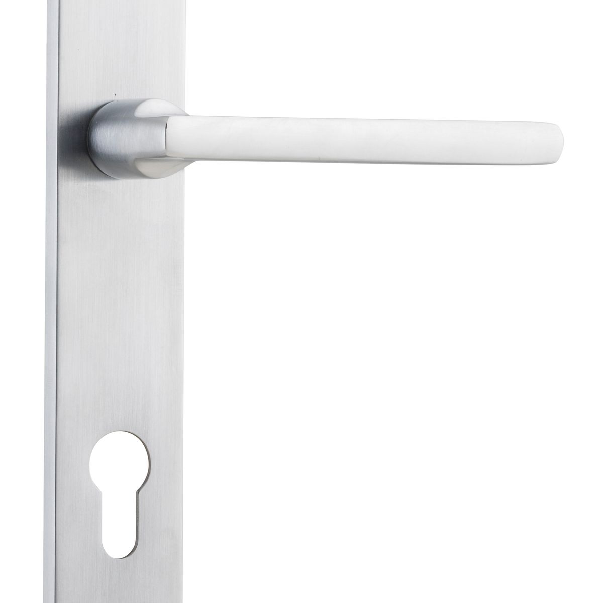 12202E85 - Baltimore Lever - Rectangular Backplate - Brushed Chrome - Entrance