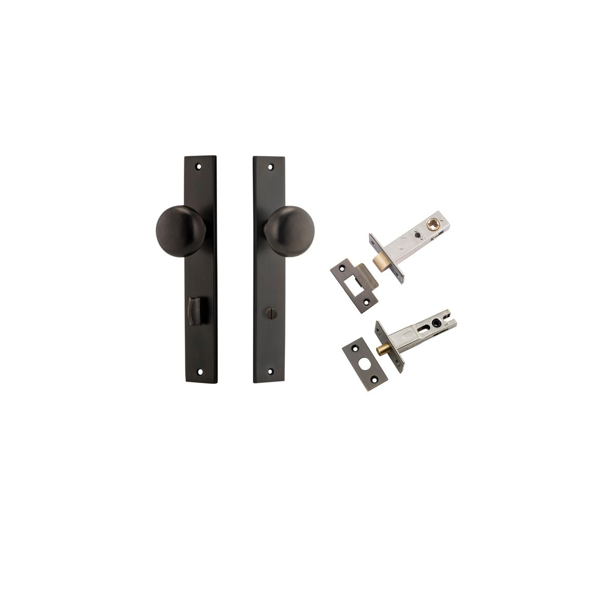 10822KPRIV60 - Cambridge Knob - Rectangular Backplate Privacy Kit with Privacy Turn - Signature Brass - Privacy