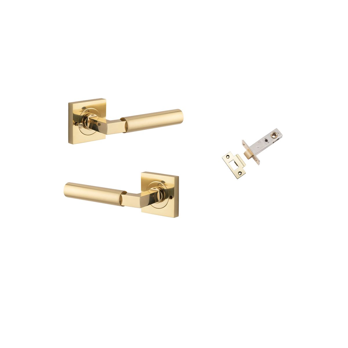 0410KIBPRIV60 - Berlin Lever - Square Rose Privacy Kit (Inbuilt Privacy) - Polished Brass - Privacy