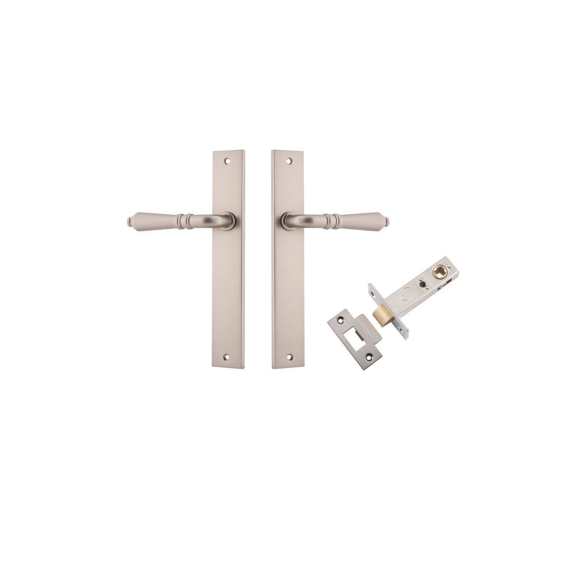 14700KPASS60 - Sarlat Lever - Rectangular Backplate Passage Kit - Satin Nickel - Passage
