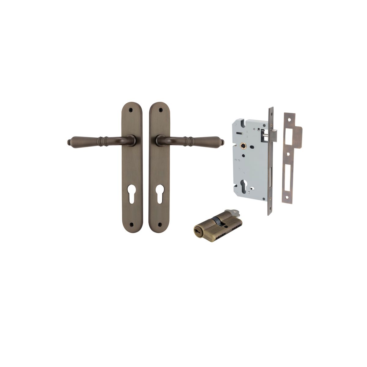 10724KENTR60KK - Sarlat Lever - Oval Backplate Entrance Kit with High Security Lock - Signature Brass - Entrance