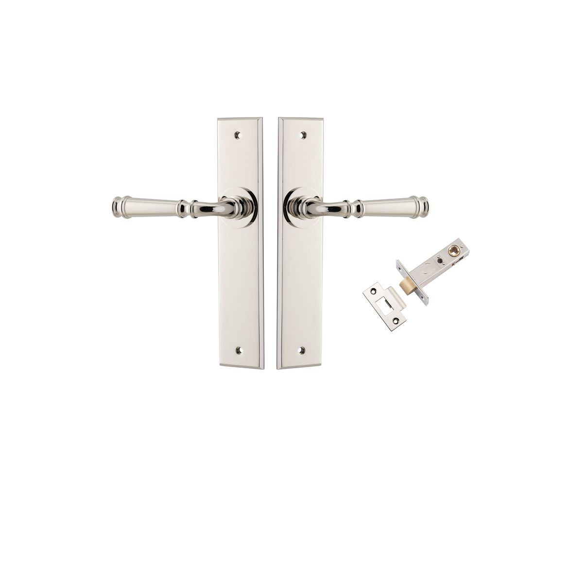 14286KPASS60 - Verona Lever - Chamfered  Backplate Passage Kit - Polished Nickel - Passage