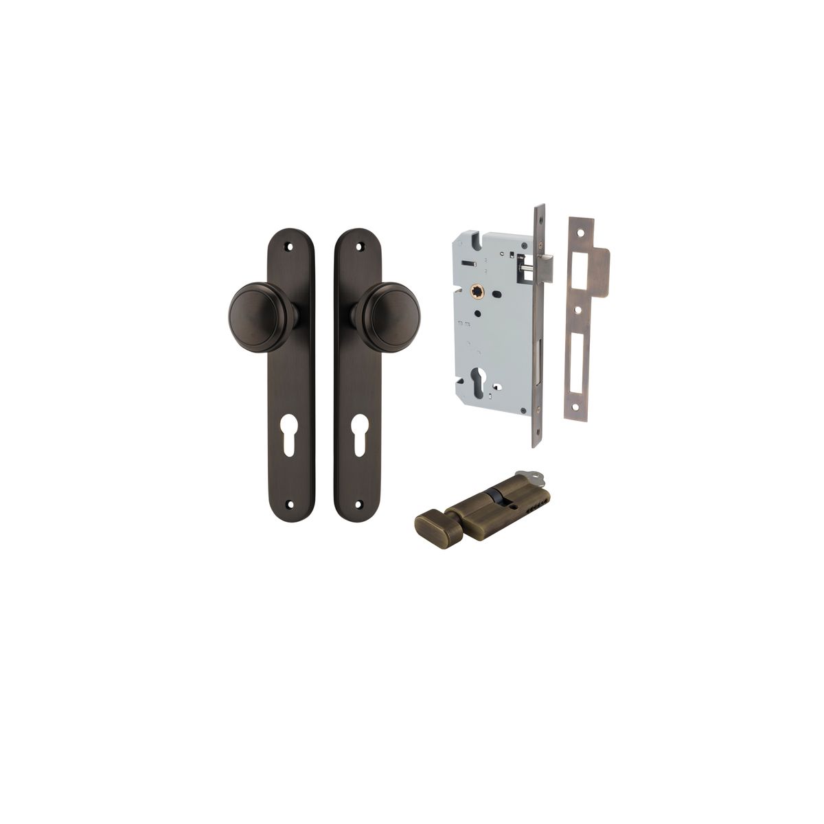 10832KENTR60KT - Paddington Knob - Oval Backplate Entrance Kit with High Security Lock - Signature Brass - Entrance