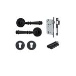 0313KENTR60KK - Verona Lever - Round Rose Entrance Kit with Separate High Security Lock - Matt Black - Entrance