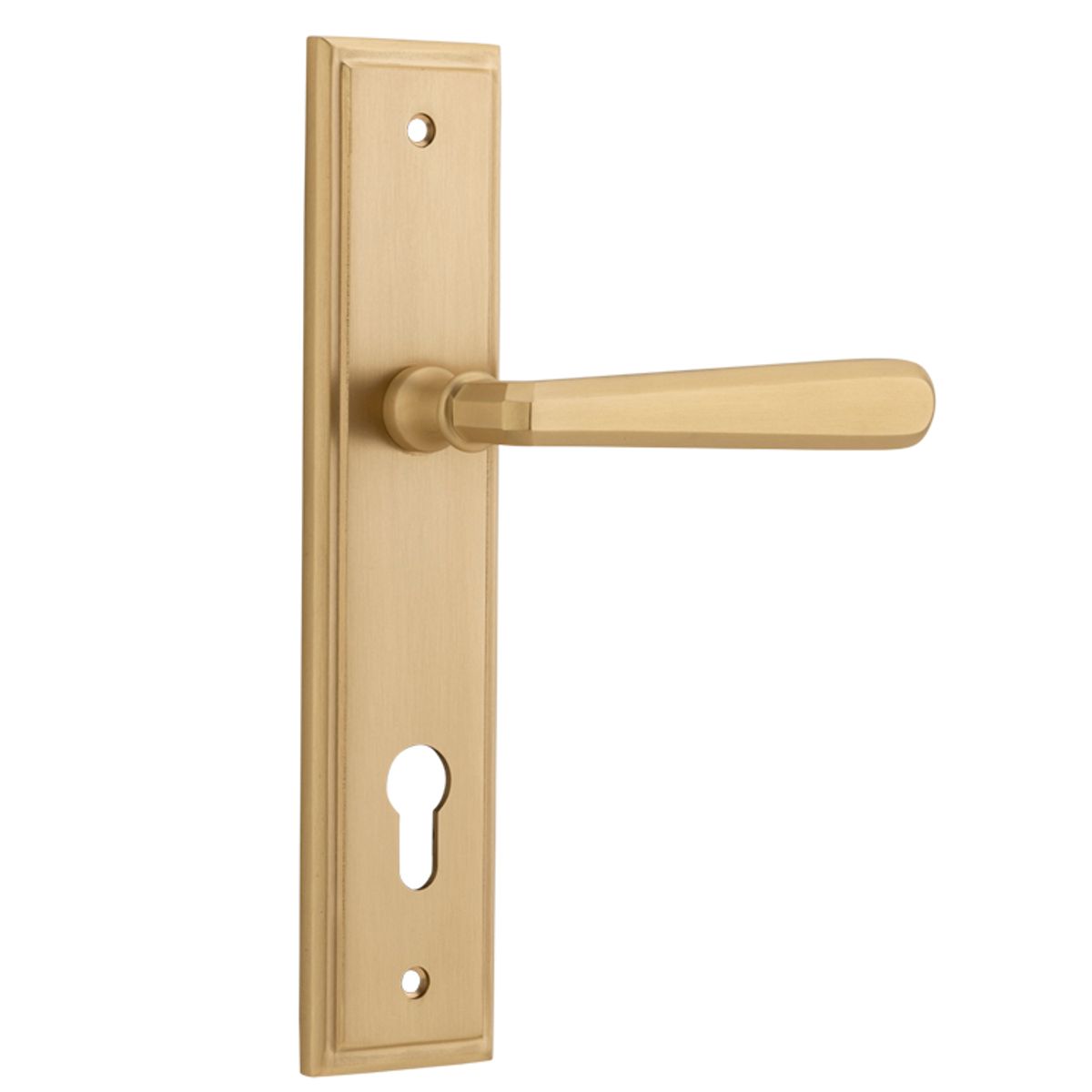 15378E85 - Copenhagen Lever - Stepped Backplate - Brushed Brass - Entrance