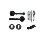 0313KENTR60KT - Verona Lever - Round Rose Entrance Kit with Separate High Security Lock - Matt Black - Entrance