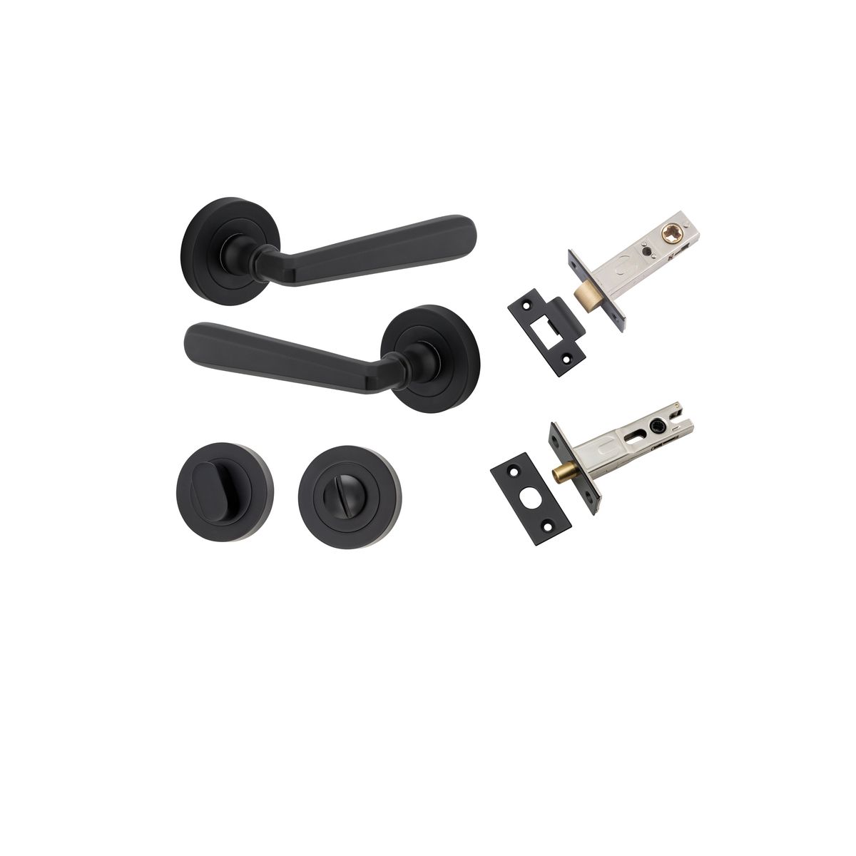 20803KPRIV60 - Copenhagen Lever - Round Rose Privacy Kit with Separate Privacy Turn - Matt Black - Privacy