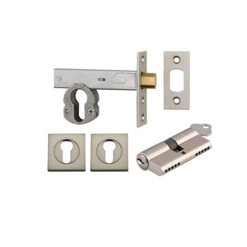 Euro Mortice Deadbolt Kit - 70mm Backset with Square Euro Escutcheon Key/Key