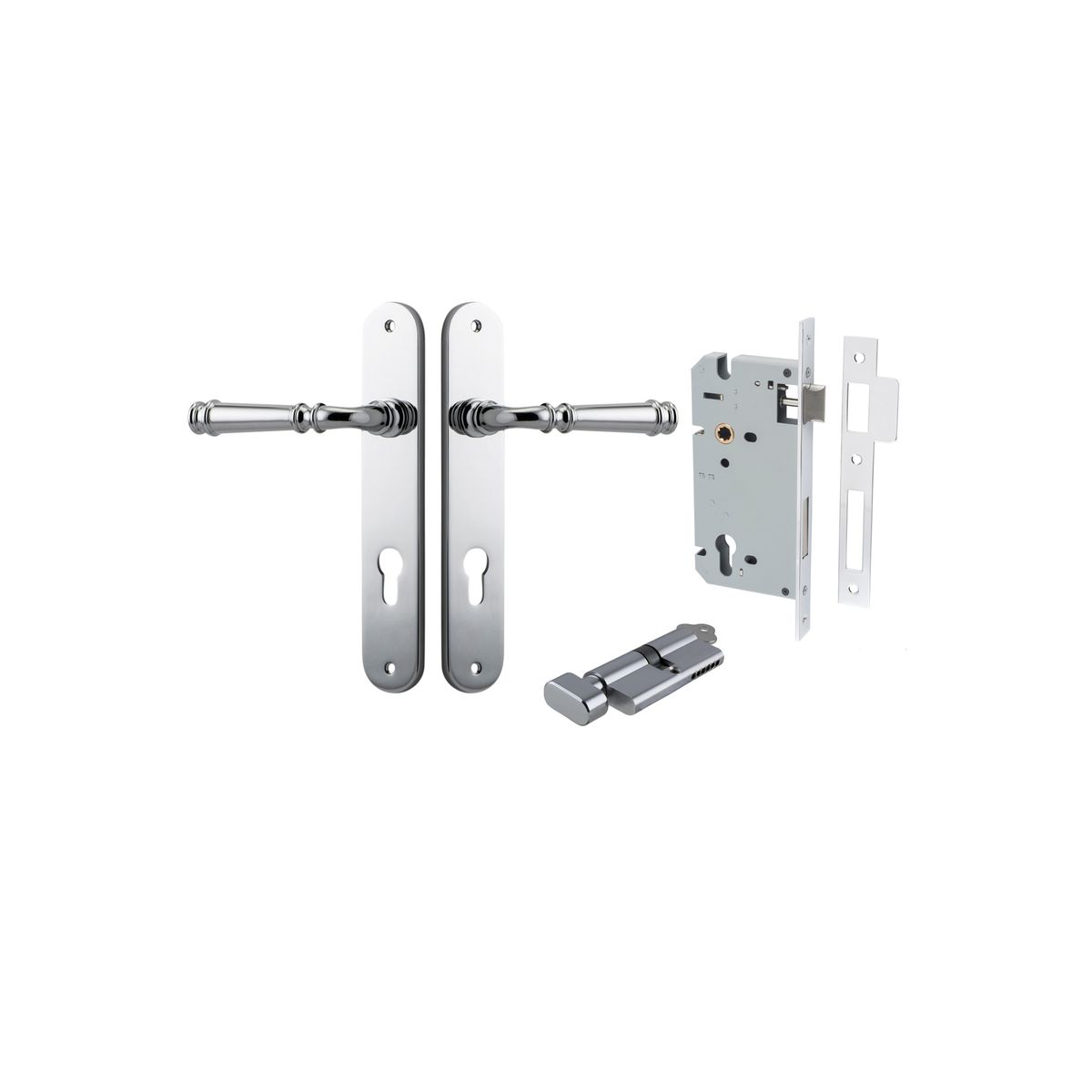 11730KENTR60KT - Verona Lever - Oval Backplate Entrance Kit with High Security Lock - Polished Chrome - Entrance