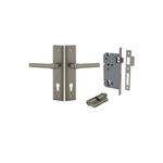 16602KENTR60KK - Helsinki Lever - Stepped Backplate Entrance Kit with High Security Lock - Graphite PVD - Entrance