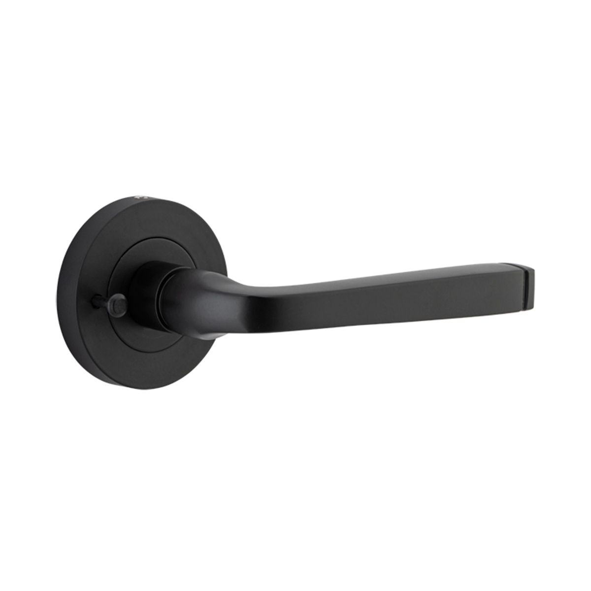 0323KIBPRIV60 - Annecy Lever - Round Rose (Inbuilt Privacy) - Matt Black - Privacy