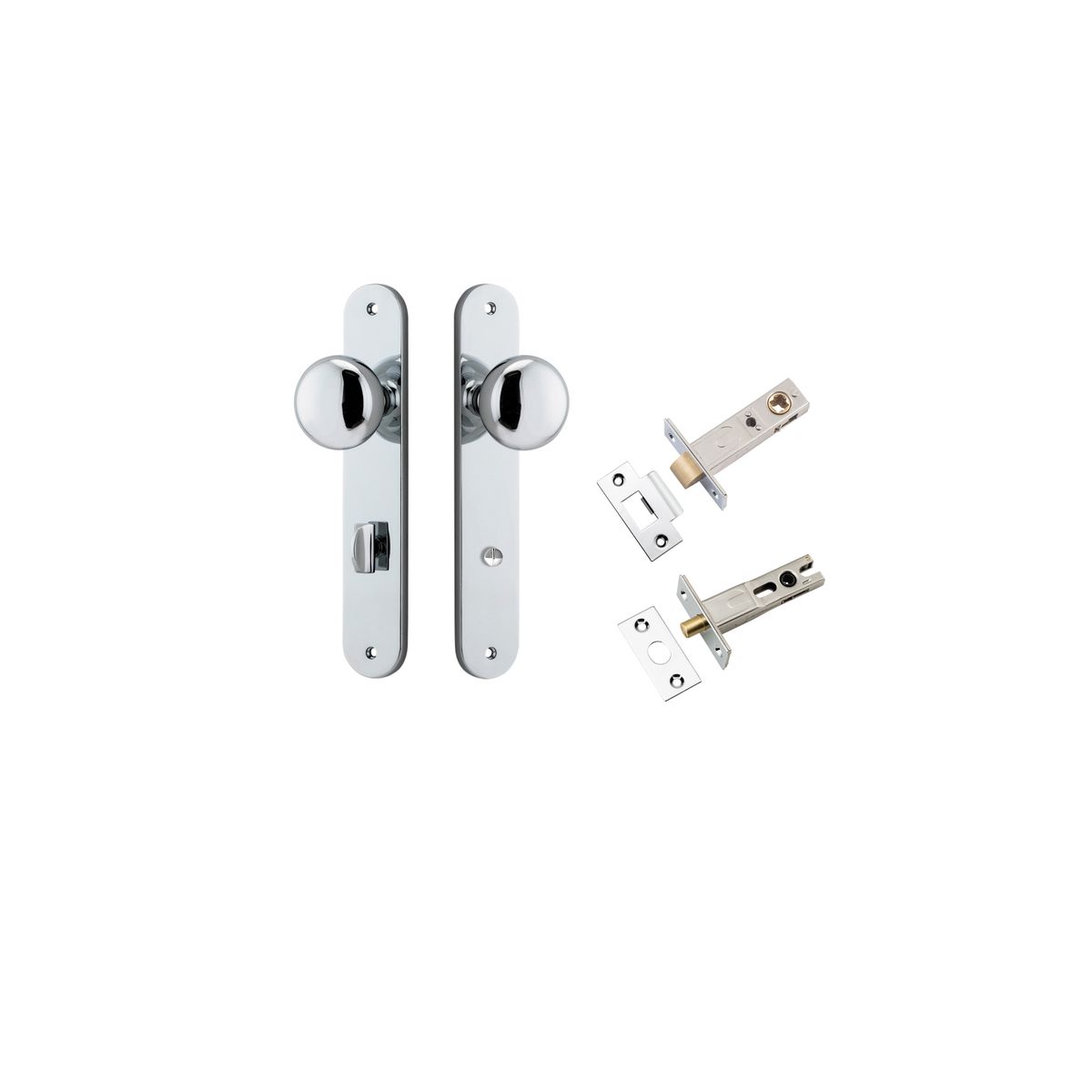 11834KPRIV60 - Cambridge Knob - Oval Backplate Privacy Kit with Privacy Turn - Polished Chrome - Privacy