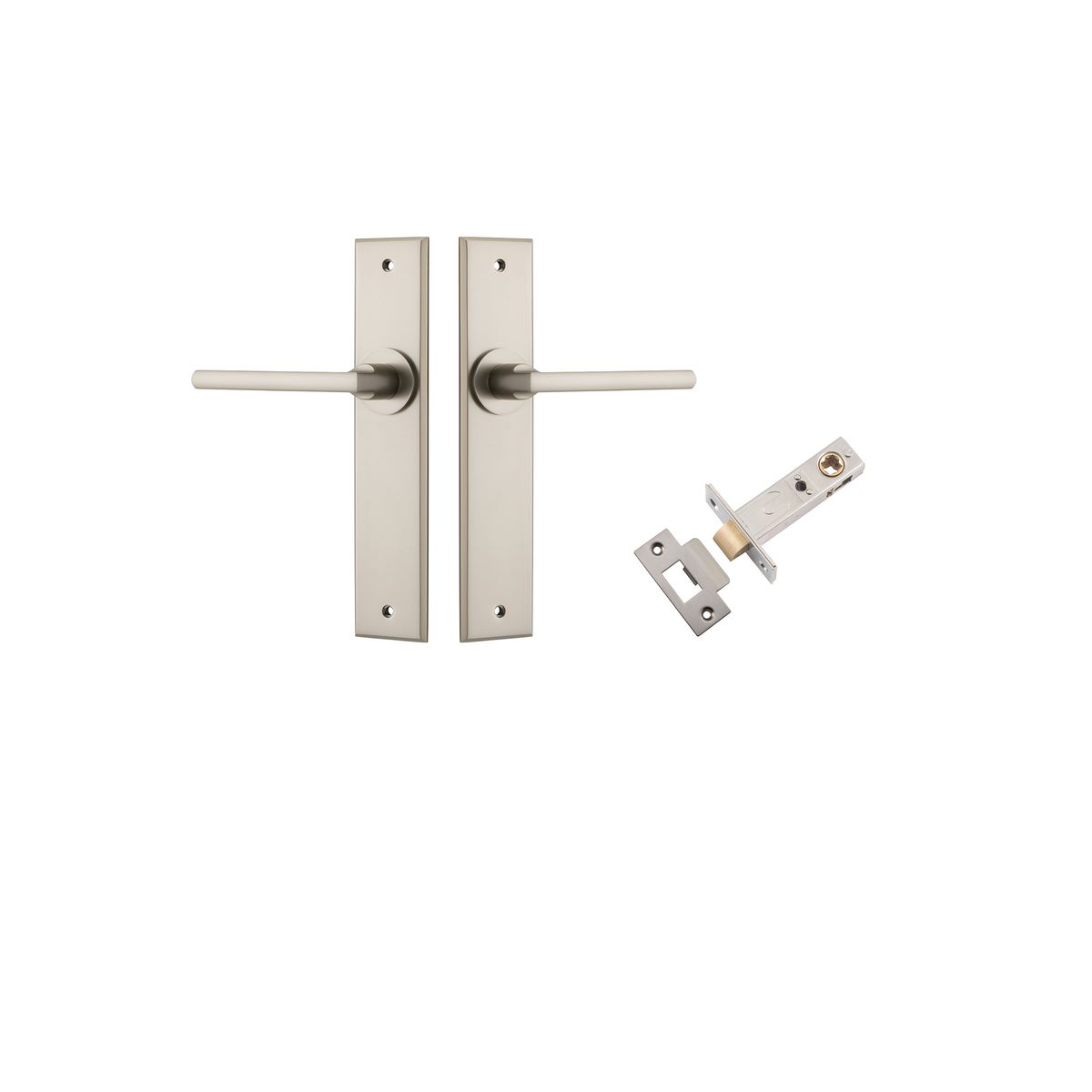 14782KPASS60 - Baltimore Lever - Chamfered Backplate Passage Kit - Satin Nickel - Passage