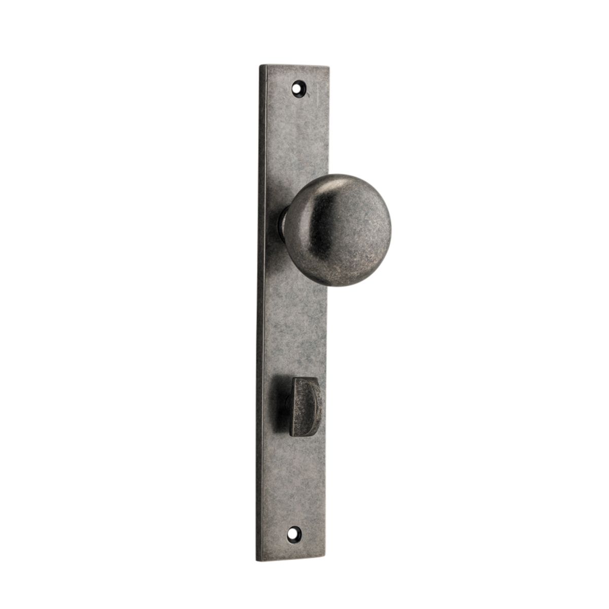 13822P85 - Cambridge Knob - Rectangular Backplate - Distressed Nickel - Privacy