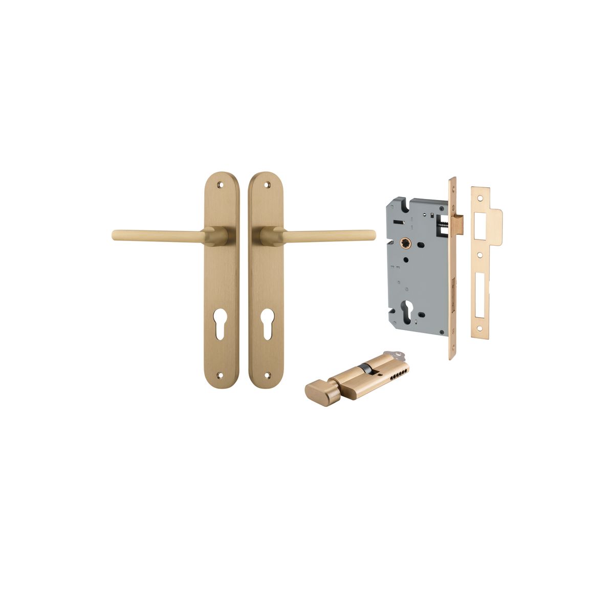 15226KENTR60KT - Baltimore Lever - Oval Backplate Entrance Kit with High Security Lock - Brushed Brass - Entrance