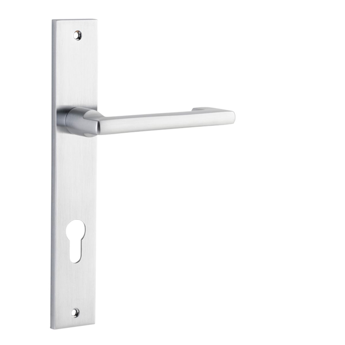 12348E85 - Baltimore Return Lever - Rectangular Backplate - Brushed Chrome - Entrance