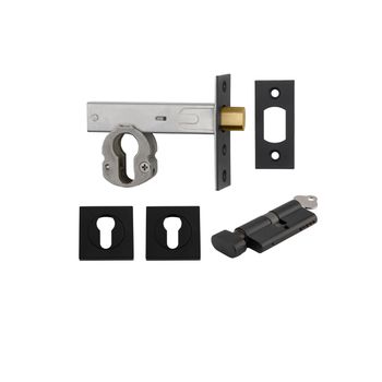 Euro Mortice Deadbolt Kit - 70mm Backset with Square Euro Escutcheon Key/Thumb