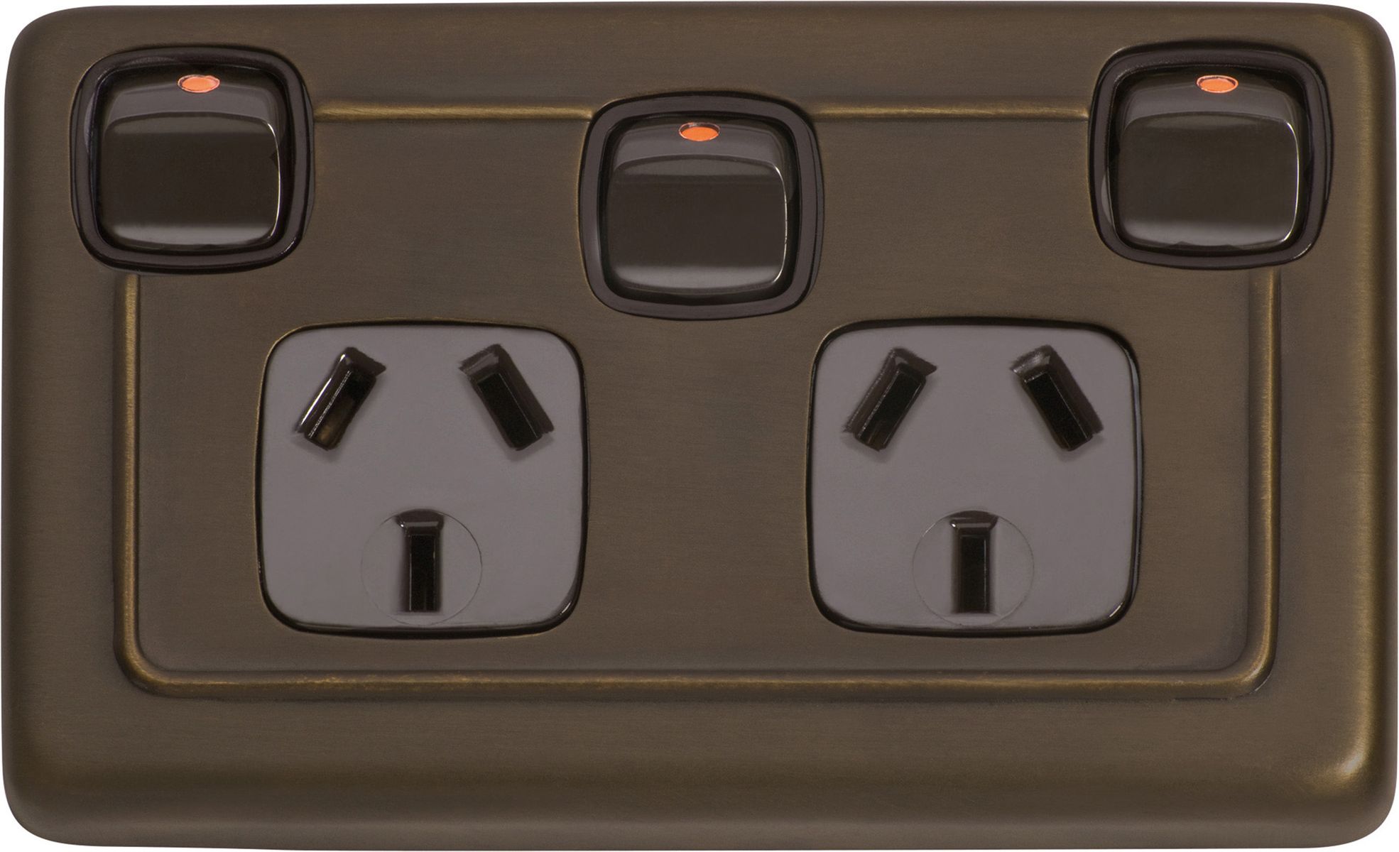 Socket For Rocker Switch 3 Gang Flat Plate Rocker Switches with Double Socket - Antique Brass ...