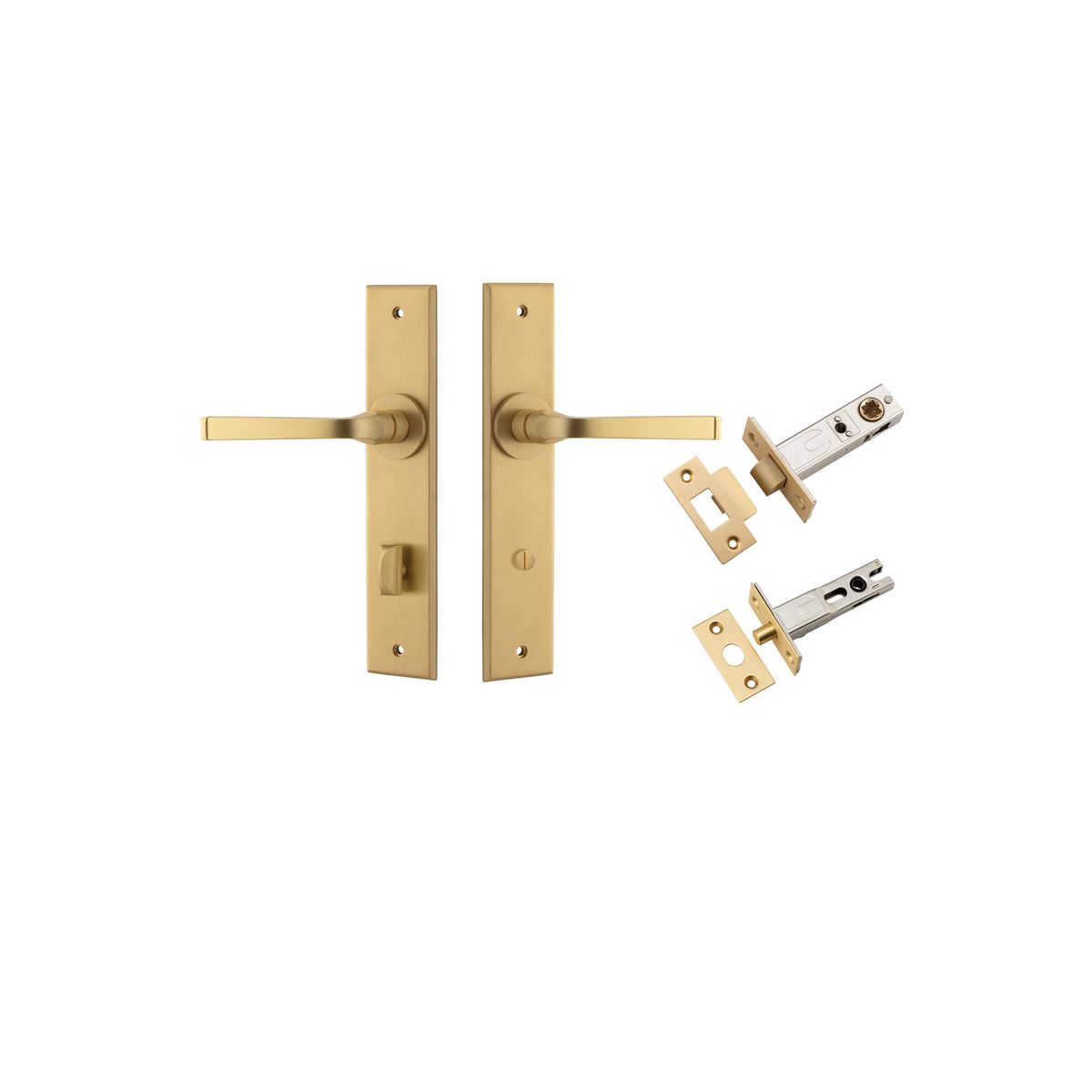 15288KPRIV60 - Annecy Lever - Chamfered Backplate Privacy Kit with Privacy Turn - Brushed Brass - Privacy
