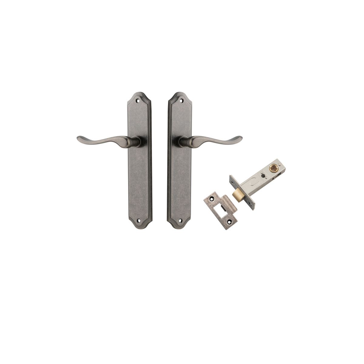 13922KPASS60 - Stirling Lever - Shouldered Backplate Passage Kit - Distressed Nickel - Passage