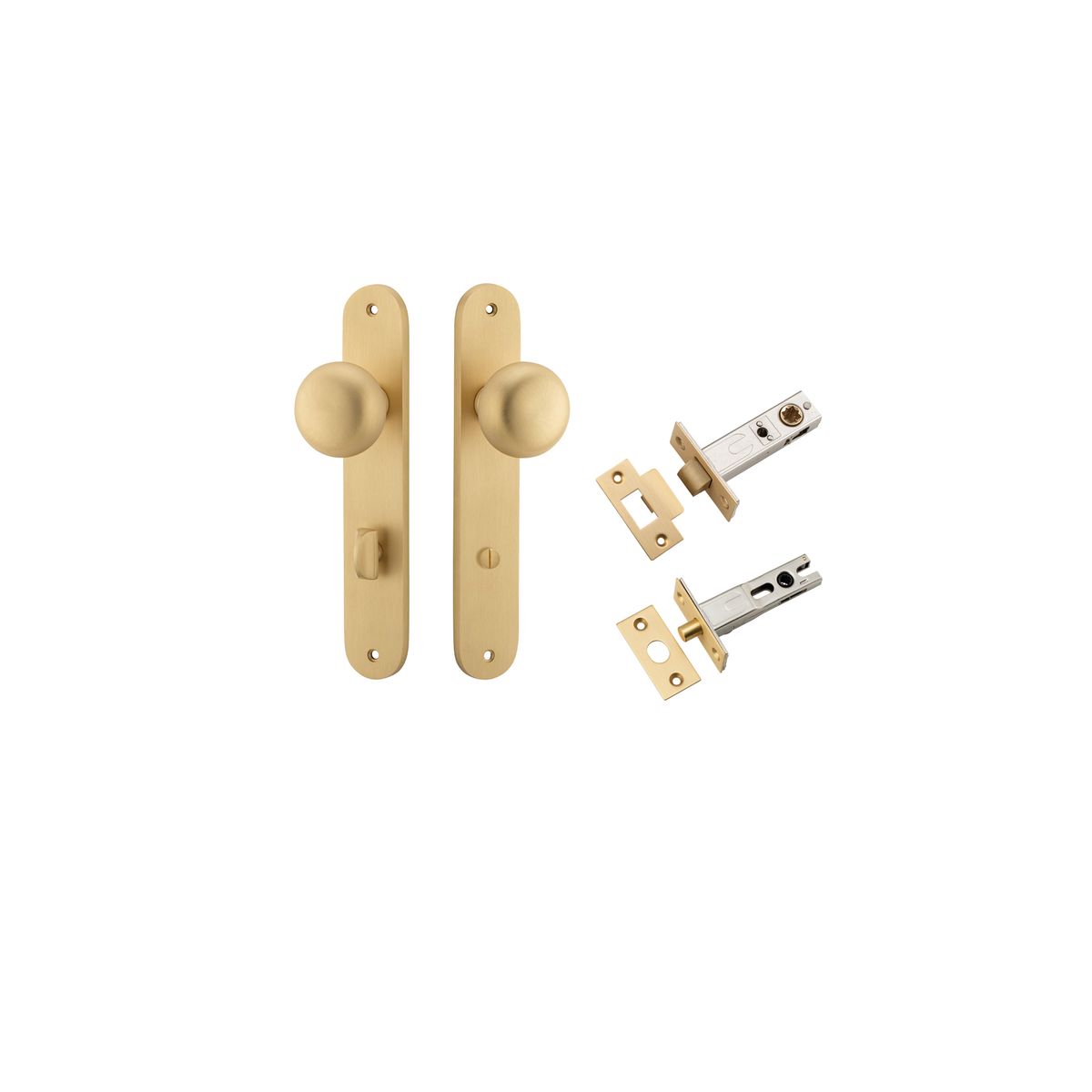 15334KPRIV60 - Cambridge Knob - Oval Backplate Privacy Kit with Privacy Turn - Brushed Brass - Privacy