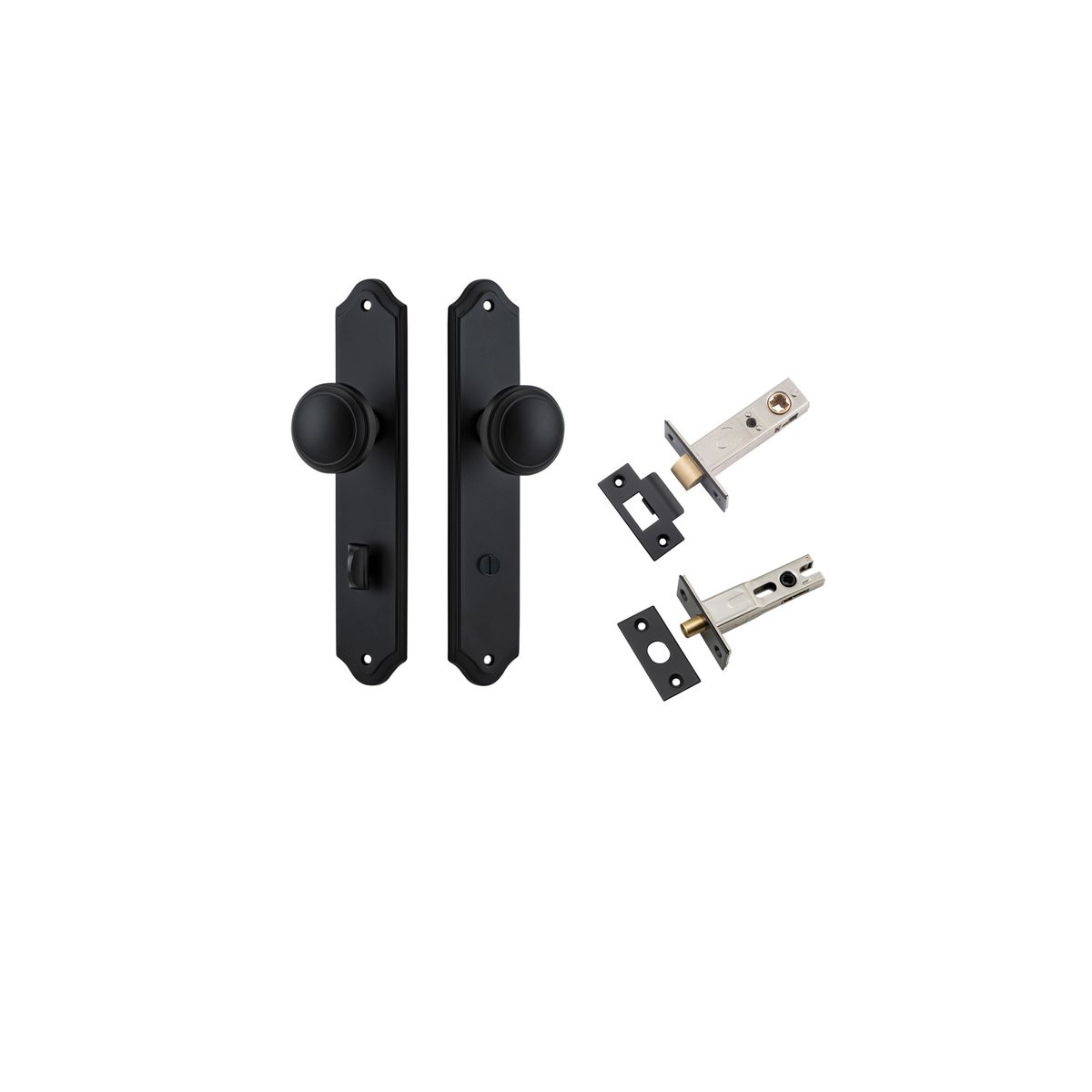 12826KPRIV60 - Paddington Knob - Shouldered Backplate Privacy Kit with Privacy Turn - Matt Black - Privacy