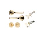 0320KPRIV60 - Annecy Lever - Round Rose Privacy Kit with Separate Privacy Turn - Polished Brass - Privacy