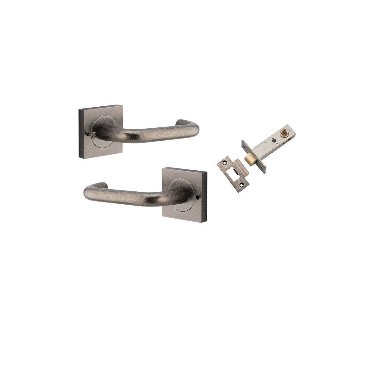 20367KIBPRIV60 - Oslo Lever - Square Rose (Inbuilt Privacy) - Distressed Nickel - Privacy