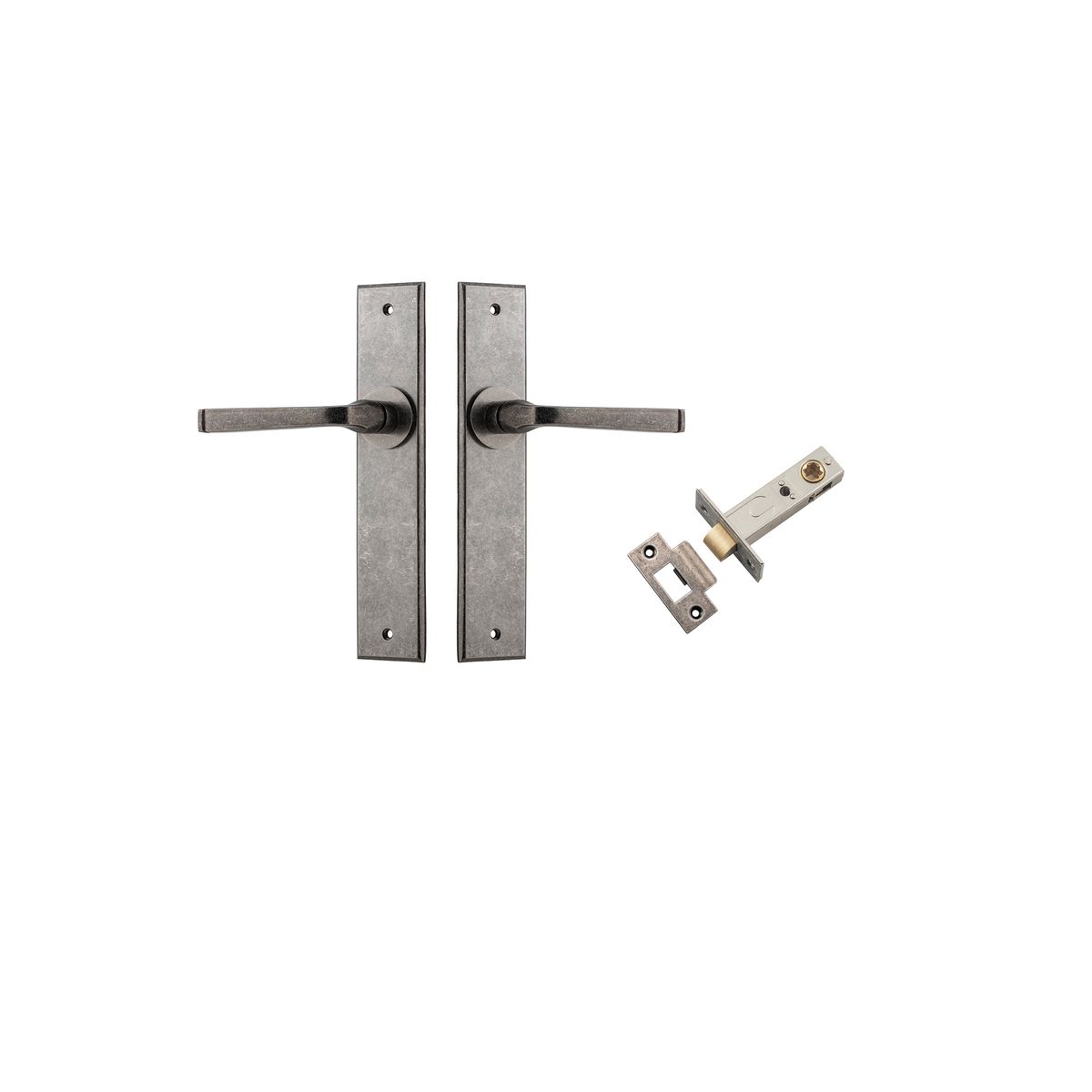 13788KPASS60 - Annecy Lever - Chamfered Backplate Passage Kit - Distressed Nickel - Passage