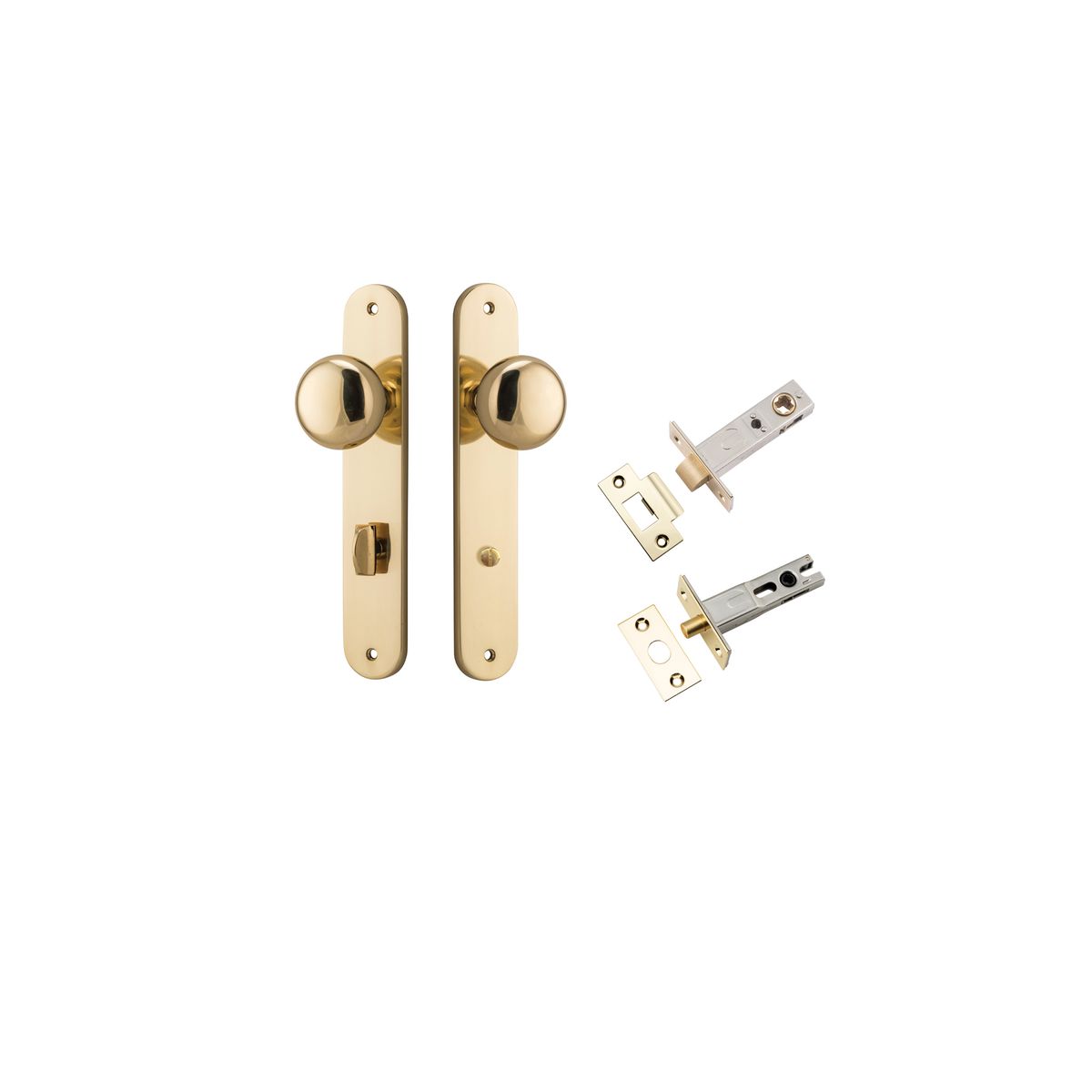 10334KPRIV60 - Cambridge Knob - Oval Backplate Privacy Kit with Privacy Turn - Polished Brass - Privacy