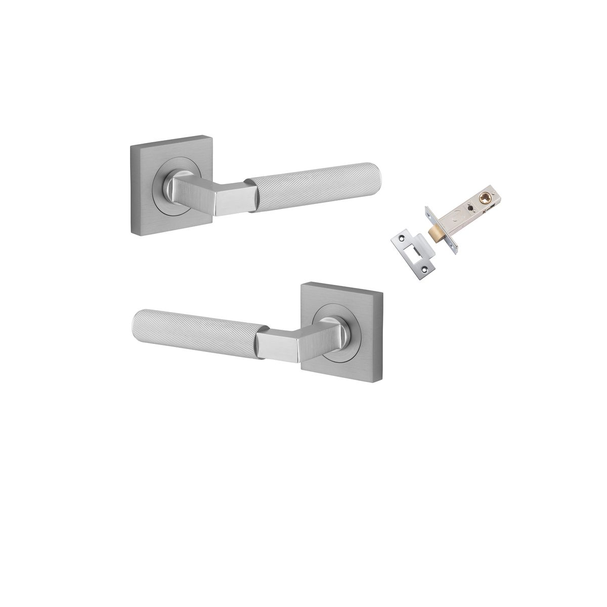 0425KPASS60 - Brunswick Lever - Square Rose Passage Kit - Brushed Chrome - Passage