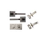 0397KPRIV60 - Annecy Lever - Square Rose Privacy Kit with Separate Privacy Turn - Distressed Nickel - Privacy