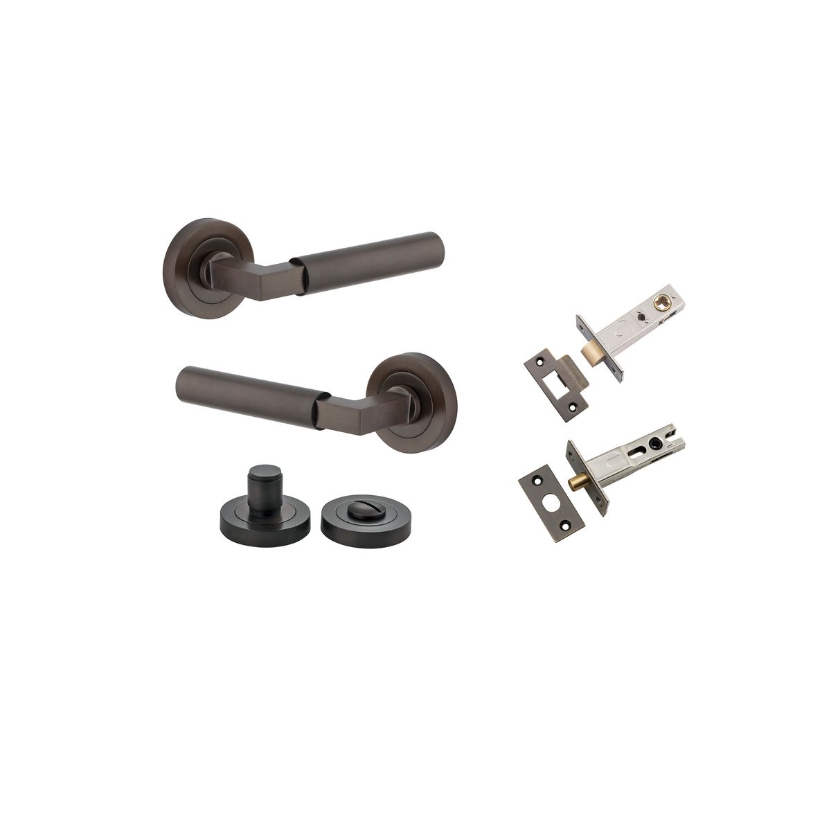 0341KPRIV60 - Berlin Lever - Round Rose Privacy Kit - Signature Brass - Privacy