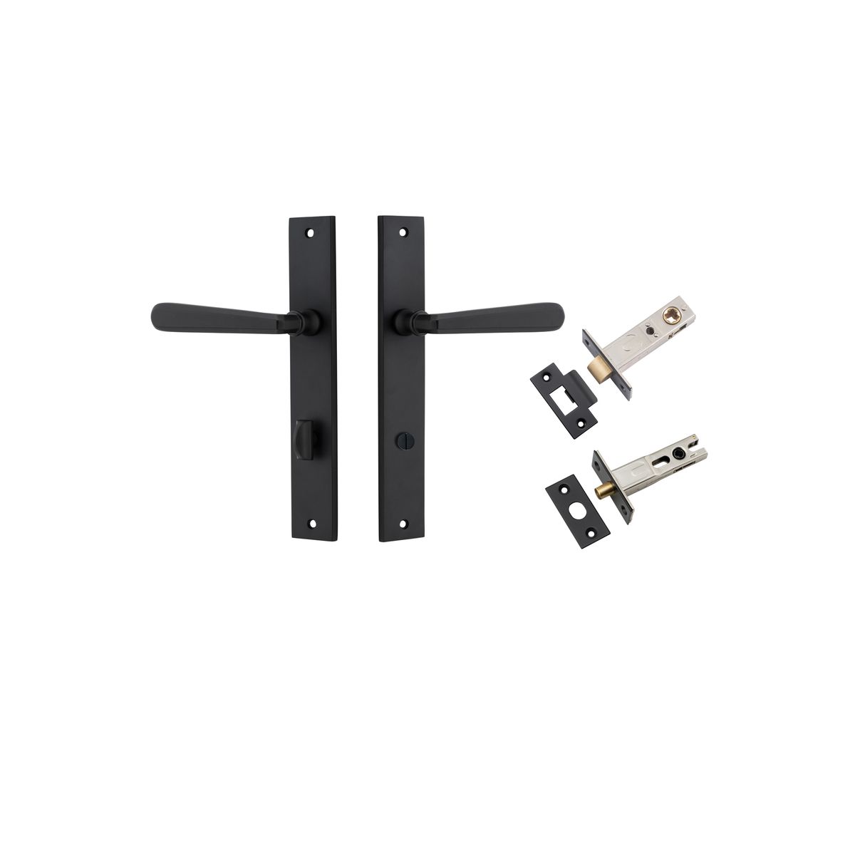 12872KPRIV60 - Copenhagen Lever - Rectangular Backplate Privacy Kit with Privacy Turn - Matt Black - Privacy