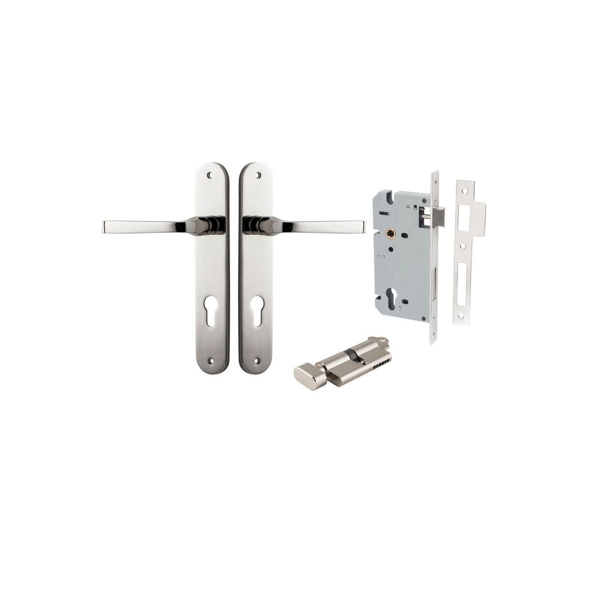 14232KENTR60KT - Annecy Lever - Oval Backplate Entrance Kit with High Security Lock - Polished Nickel - Entrance