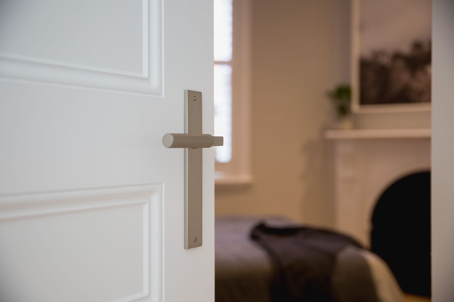 12252 - Brunswick Lever - Rectangular Backplate - Brushed Chrome - Passage